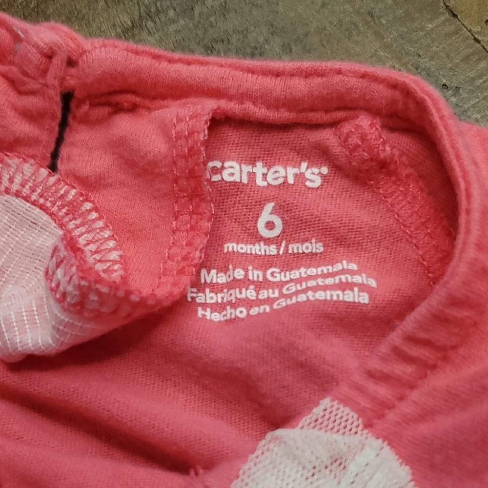 Carter's Coral Long Sleeve Kids Tee with Bow